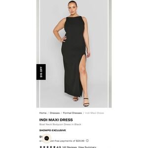 Showpo NWOT Indi Maxi Dress US10 Sleeveless Side Slit Elegant Evening Formal